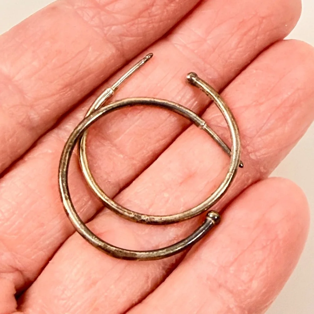 Pandora Sterling Silver ALE Open Hoop Earrings Ball End 925 1